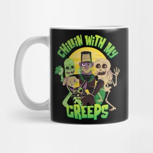 Chillin With My Creeps Halloween Graphic for kids & Adults Mug